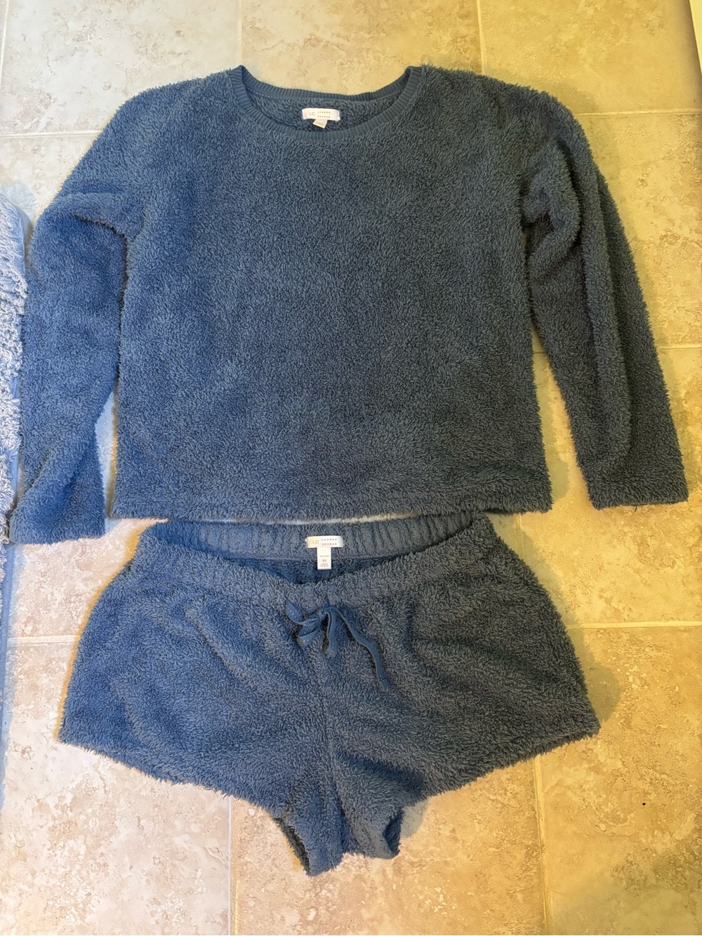LC Lauren Conrad Dusty Blue Fuzzy Pullover Top